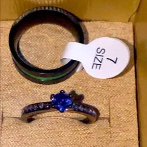 Beautiful stainless steel wedding band set.